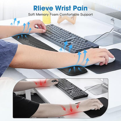 MEKASS Ergonomic Wrist Rest for Keyboard and Mouse, Soft Memory Foam Keyboard