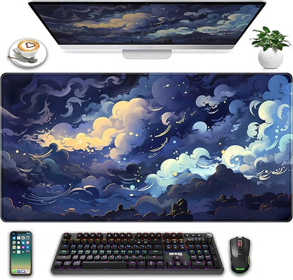 Blue Clouds Desk Mat Large XXL Gaming Mouse Pad Non-Slip Rubber Base Mousepad