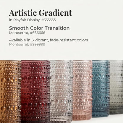 Mfacoy Colored Hobnail Drinking Glasses Set of 6, 10oz Vintage Kitchen Glassware, Embossed Beaded Glass Cups, Water Glasses, Beaded Colorful Water Tumbler for Cocktail, Juice and Various Mixed Drinks