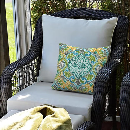 LVTXIII Outdoor/Indoor Throw Pillows, Decorative Patio Accent Pillows, Fluffy Water Repellent Garden Cushions for Home Patio Coach Sofa Use, 16×16 Inch, Pack of 2, Damask Green