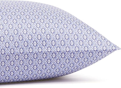 Amazon Basics Lightweight Super Soft Easy Care Wrinkle Free Microfiber 3 Piece Bed Sheet Set with 14-Inch Deep Pockets, Twin, Blue Damask, Printed, Kids, Men & Women Bedding (Pack of 4)