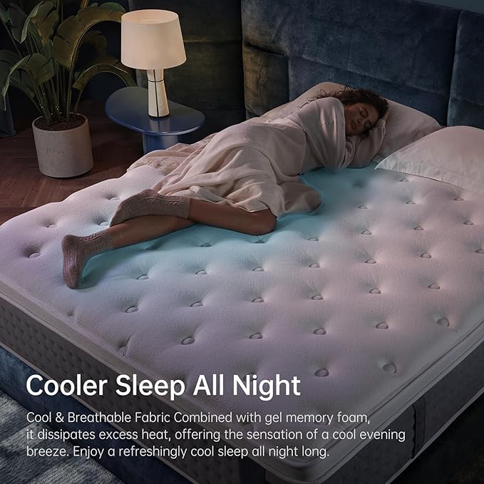 King Mattress 14 Inch,Medium Firm Hybrid with Memory Foam& Individually Wrapped Pocket Coils for Support,CertiPUR-US Certified,Fiberglass-Free