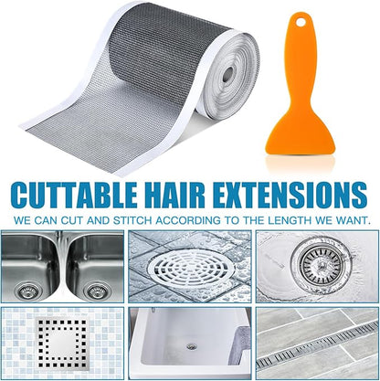 1 Pack 4 Inch x 33 ft Linear Shower Drain Hair Catcher Screen Disposable