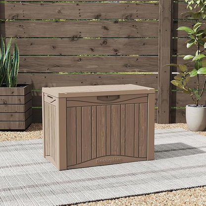50 Gallon Lockable Resin Deck Box, Waterproof & UV-Resistant Outdoor Storage Box for Outdoor Cushion Storage, Garden Tools & Pool Accessories Storage, Gray