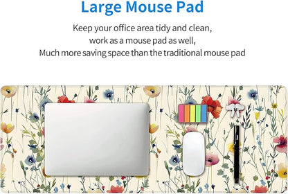 Wild Flowers Large Mouse Pad, Gaming Keyboard Desk Pad, Extended Mouse Mat
