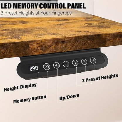 Electric Standing Desk with 4 Drawers 55''x 24'' Adjustable Height Sit to Stand Up Desk with Storage Shelf, C-Clamp Mount Compatible Black Home Office Desks Computer Gaming Table Ergonomic Workstation