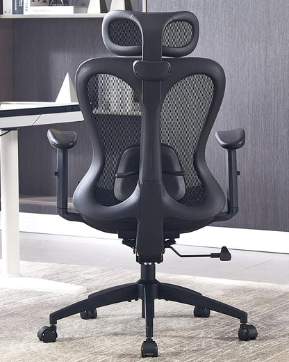 Ergonomic Office Desk Chair, Comfortable Computer Gaming Chair, Breathable Mesh Back & Seat, Adjustable Armrest & Headrest, Lumbar Support, Butterfly Design for Home Office (Black)