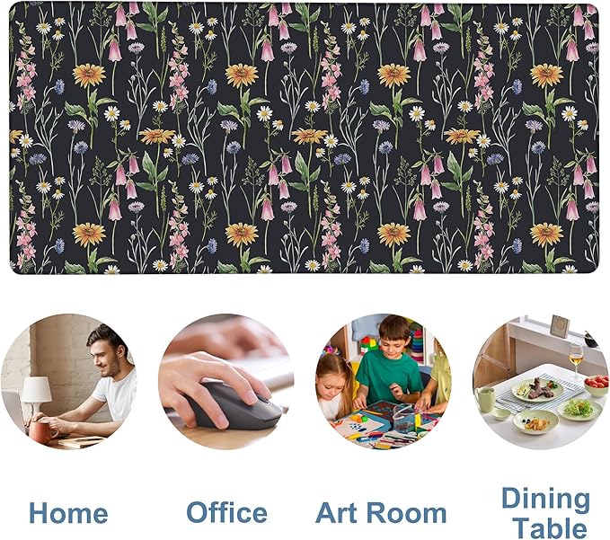 Large Mouse Pad Field Flowers Gaming Desk Pad Computer Keyboard Non-Slip