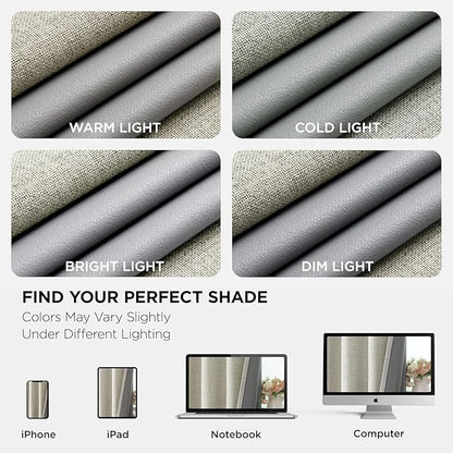 Joydeco Light Beige Blackout Curtains 120 Inches Long, Extra Long Curtains 120 Inch Length 1 Panel for Bedroom, Thermal Insulated Linen Black Out Curtains with Grommets(100x120, Light Beige)