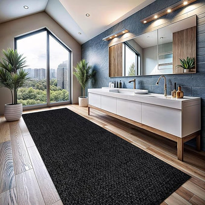 CAMILSON Easy Jute Rug 2x3, Indoor Outdoor Dark Gray Color Farmhouse Area Rugs for Living Room and Kitchen Rug, Solid Boho Woven Design, Easy-Cleaning, Washable Outside Carpet Alfombras (2 x 3)