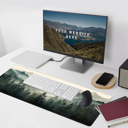 Misty Forest Large Mouse Pad, Gaming Keyboard Desk Pad, Extended Mouse Mat