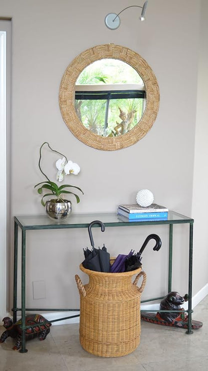 KOUBOO Round Rope Wall Mirror, Chequered, Beige/Natural