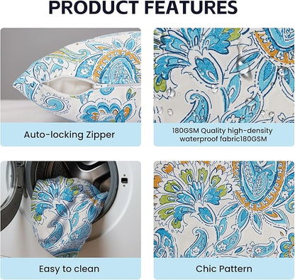 Outdoor Throw Pillows Waterproof 16×16 Inch with Insert, Decorative Toss Pillows Set of 2, Rain-Proof, Fade Resistant for Patio Furniture, Sofa, Couch, Garden