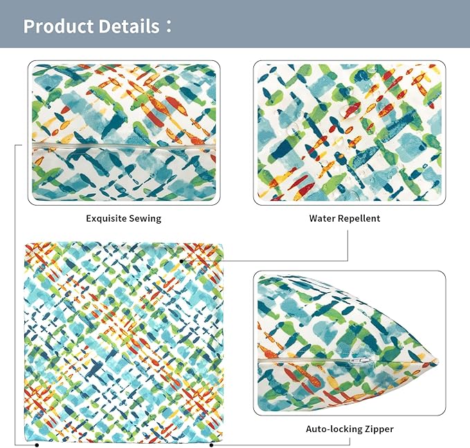 Outdoor Throw Pillow Covers 18”x18”, Decorative Pillow Covers for Patio Furniture, Modern Cushion Cases for Garden Couch Home Sofa Bed Office Chair, Pack of 2,Acapa Opal Geometric