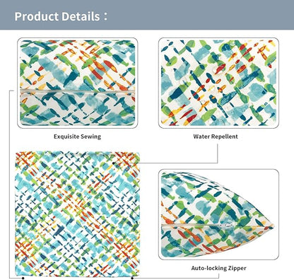 Outdoor Throw Pillow Covers 18”x18”, Decorative Pillow Covers for Patio Furniture, Modern Cushion Cases for Garden Couch Home Sofa Bed Office Chair, Pack of 2,Acapa Opal Geometric