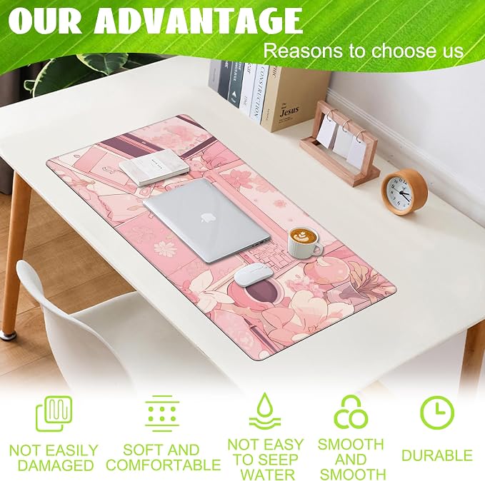 Large Gaming Mouse Pad for Desk, Kawaii Anime Desktop Desk Pad, Extended Big