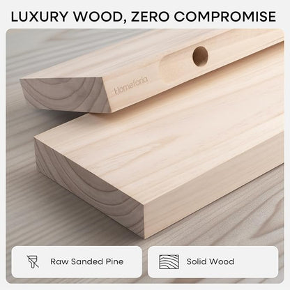 Homeforia 30 inch Wood Floating Shelves, High End Solid Natural Wood 30inch Floating Shelf for Wall, Unfinished Wooden 30 inches Floating Shelves, Heavy Duty Bracket, 30 X 6.5 X 1.75 in, Set of 3