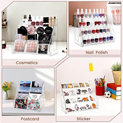 4 Tier Sunglass Organizer Eyeglass Display Stand Case, Nail Polish Organizer Holder Rack, Glasses Tabletop Makeup Stand Snap in Assembly for Home, Salon, Retail