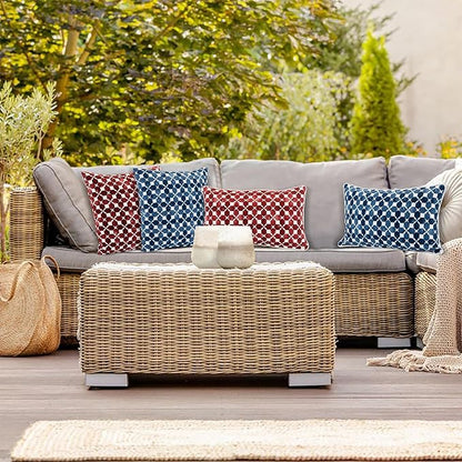 JMGBird 18×18 Inch Outdoor Lumbar Pillows Pack of 2 Colors Waterproof Throw Pillows with Insert Rectangular Decorative Garden Cushion for Home Furniture Patio Coach Sofa