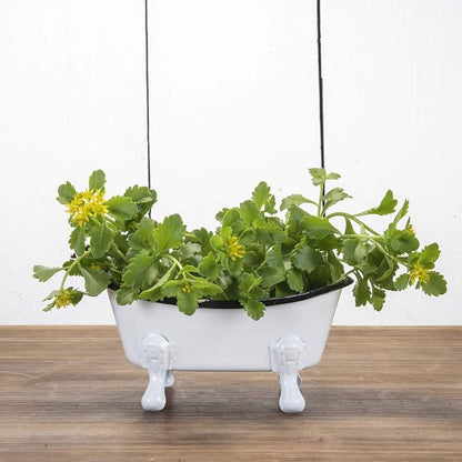 Foreside Home and Garden Black Rim White Enamel Bathtub Soap Dish - Foreside Home & Garden 5.5 x 2.75 x 2.75