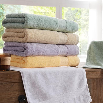COZYART Beige Bath Towel Set, Turkish Cotton Hotel Large Towel Bulk for Bathroom, Thick Bathroom Set of 6 with 2 Bath Towels, 2 Hand Towels, 2 Washcloths, 650 GSM