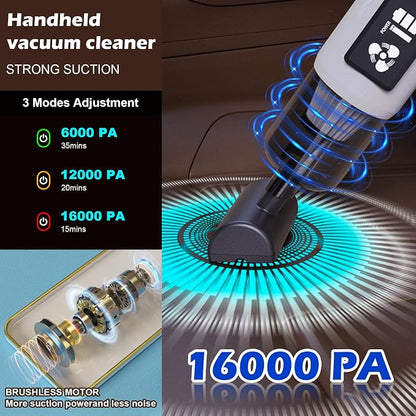 Mini Cordless Handheld Vacuum Cleaner, 21000Pa Strong Suction, 2-Speed USB-C