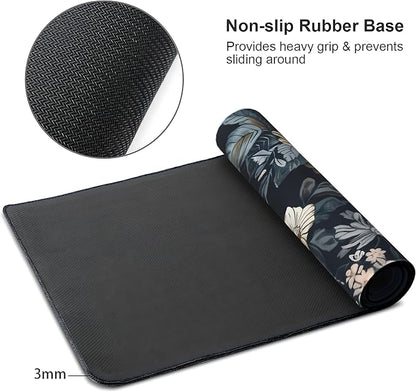 Dark Flower Large Mouse Pad, Gaming Keyboard Desk Pad, Extended Mouse Mat