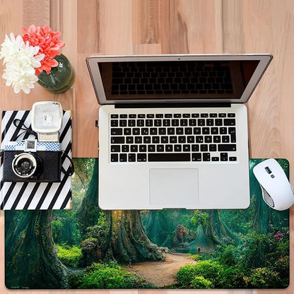 Gaming Desk Pad Large Extra Length Mysterious Forest Mouse Pad Keyboard Laptop