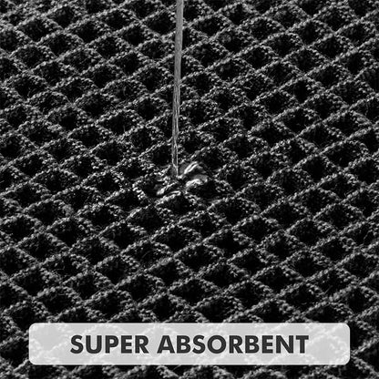 MIULEE Set of 2 Waffle Bathroom Rugs, Boho Bath Rug Super Absorbent, Non Slip Washable Ultra Soft Rubber Backed Shower Bath Mats for Floor, Tub, Shower, Looped Design, Black, 17"x24"+18"x30"