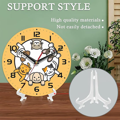 Wall Clocks,Dogs Circle Space Wall Clock Decorative,Cats Kitchen Wall Clock Battery Operated - 10 Inch Round Bathroom Clocks Silent Non-Ticking