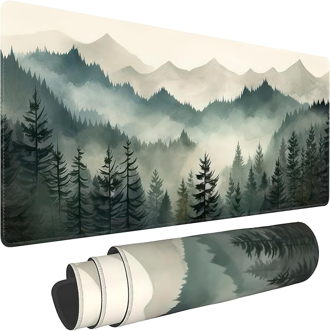 Misty Forest Large Mouse Pad, Gaming Keyboard Desk Pad, Extended Mouse Mat