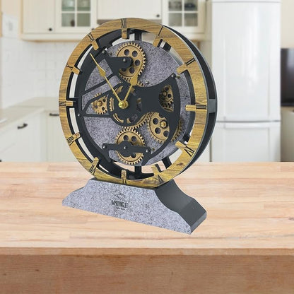 Desk Clock 10 inches with Real Moving Gears Convertible into Wall Clock