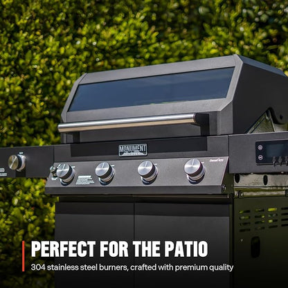 Monument Grills Denali 425 4-Burner Liquid Propane Gas Smart bbq Grill Stainless Steel with BBQ Cover (2 items)