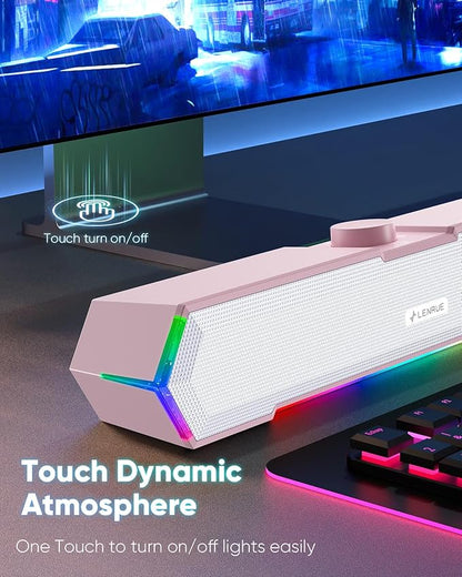 LENRUE G11 Computer Speakers for Desktop, Touch Lights PC Speakers
