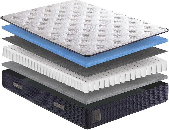Ottomanson Queen 12” Firm Hybrid Mattress - Made in USA - Premium Support & Durability - Individually Pocketed Coils & CertiPUR-US Foam - Fiberglass-Free - Bed in a Box