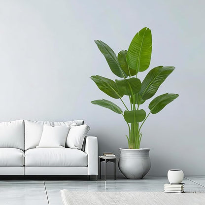 Pack 2 Artificial Bird of Paradise Plant 5FT Fake Palm Tree Feaux Plants in White Pot Artificial Tree Fake Plant for Indoor Outdoor Modern Decoration for Home Living Room Office