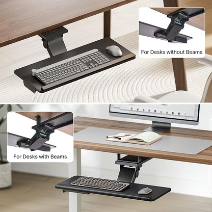 Keyboard Tray Under Desk with Storage Drawer, Height Adjustable Keyboard Tray