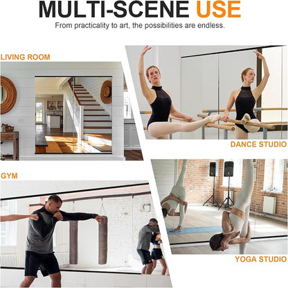 Delma Home Gym Mirror, 48''x24''x2PCS, Large Full Body Tempered Glass Frameless, Wall-Mounted for Gym, Yoga, Garage, Bedroom, Bathroom