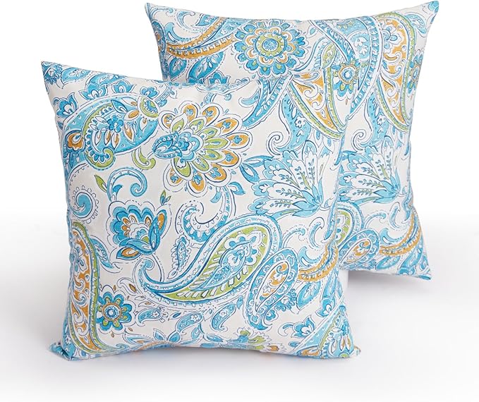 Outdoor Throw Pillows Waterproof 16×16 Inch with Insert, Decorative Toss Pillows Set of 2, Rain-Proof, Fade Resistant for Patio Furniture, Sofa, Couch, Garden