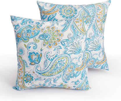 Outdoor Throw Pillows Waterproof 16×16 Inch with Insert, Decorative Toss Pillows Set of 2, Rain-Proof, Fade Resistant for Patio Furniture, Sofa, Couch, Garden