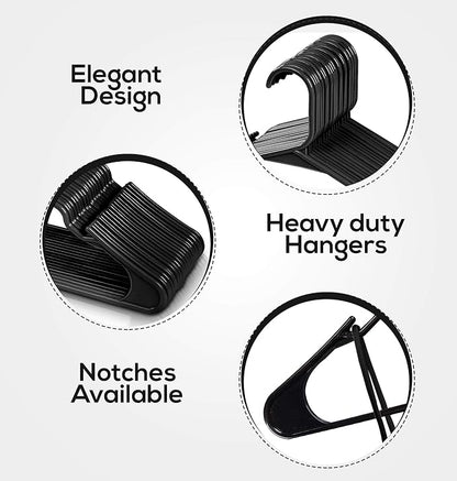 Utopia Home Plastic Hangers 20 Pack - Perfect Space Saving Clothes Hanger - Durable and Strong - Perfect Closet Organizers with Shoulder Grooves (Black)