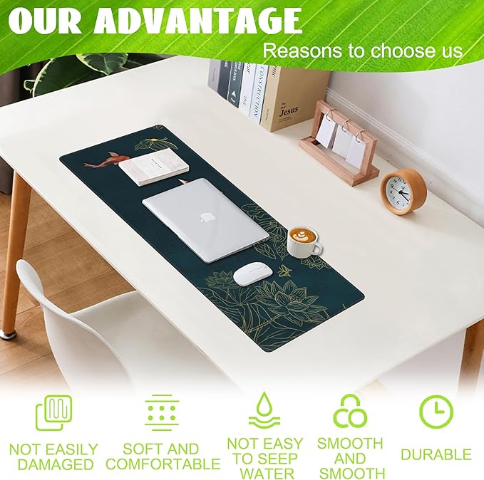 Large Gaming Mouse Pad, Koi Fish Ink Painting Desk Mat, Extended Big Computer