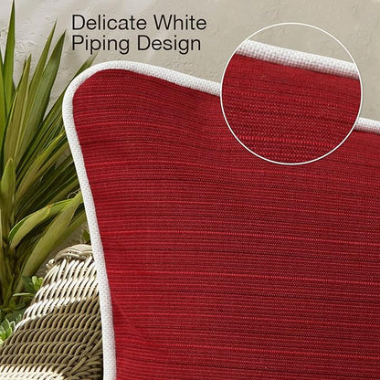 Decorative Outdoor Water Repellent Throw Pillows with Inserts, Set of 4, 18" x18" Pillows for Patio, Backyard, Bed, Couch, and Patio Furniture, Red