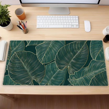 Green Desk Mat Monstera Palm Leaf Mouse Pad Large Gaming Mouse Pad XL Full Desk