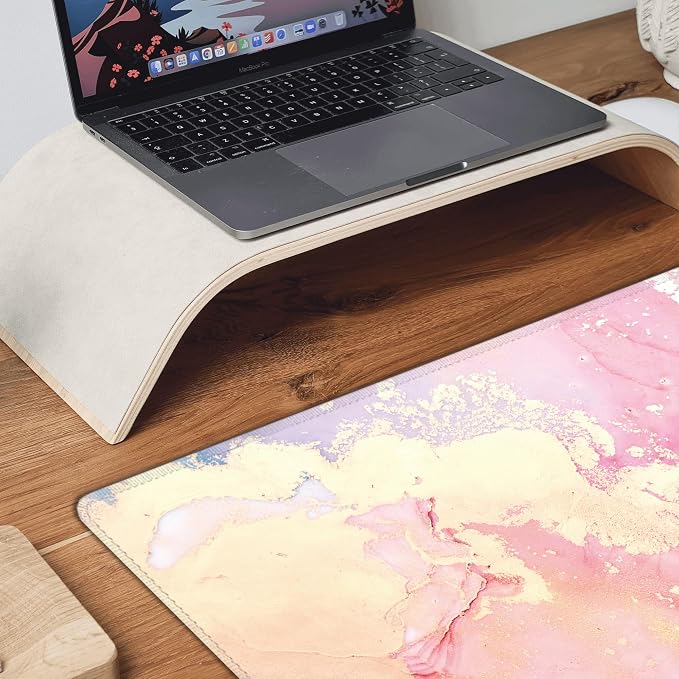 Cute Pink Marble Large Mouse Pad, Gaming Keyboard Desk Pad, Extended Mouse Mat