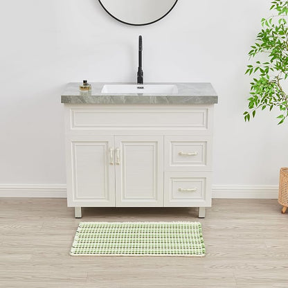 Douceur Boho Bath mat for Bathroom Floor Non Slip, Acrylic Blend Cute Bath Mats with Tassels, Quick Dry Bath mats Machine Washable, 20" x 32", Green