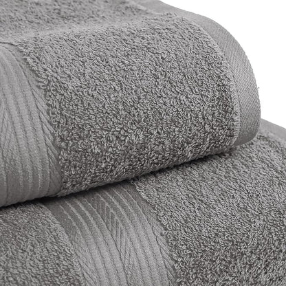 Amazon Basics 6 Piece Oversized Fade resistant Towel set, 100% Cotton towels for bathroom, soft and absorbent, 2 Bath Towels, 2 Hand Towels and 2 Washcloths bathroom towel set, Gray