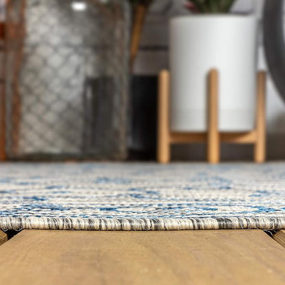 JONATHAN Y SMB106C-6SQ Charleston Vintage Filigree Textured Weave Gray/Navy 6' Square Indoor/Outdoor Area Rug, Pet Friendly, Non-Shedding, Stain Resistant, Easy-Cleaning for Backyard, Patio, Porch
