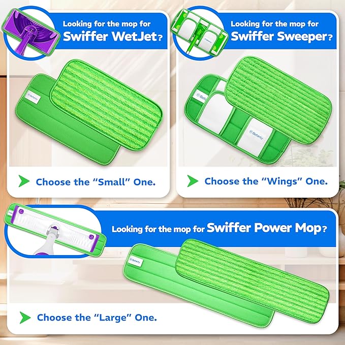 2 Pack Reusable Microfiber Mop Pads, Compatible