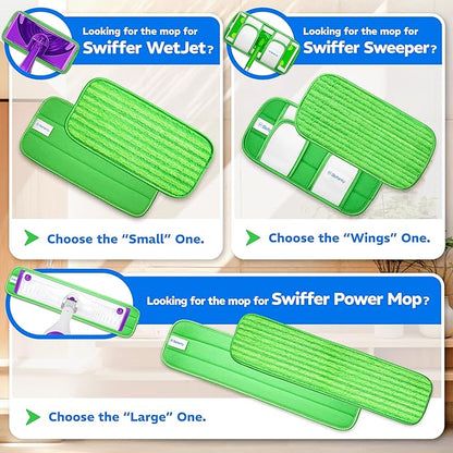 2 Pack Reusable Microfiber Mop Pads, Compatible
